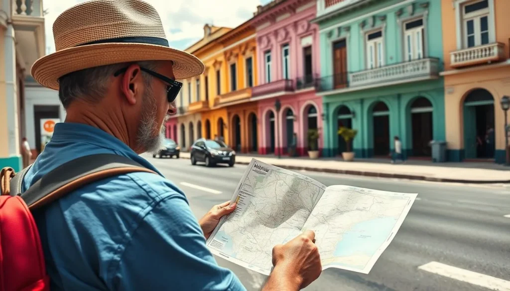 Tourist using offline map to navigate Consolacion del Sur