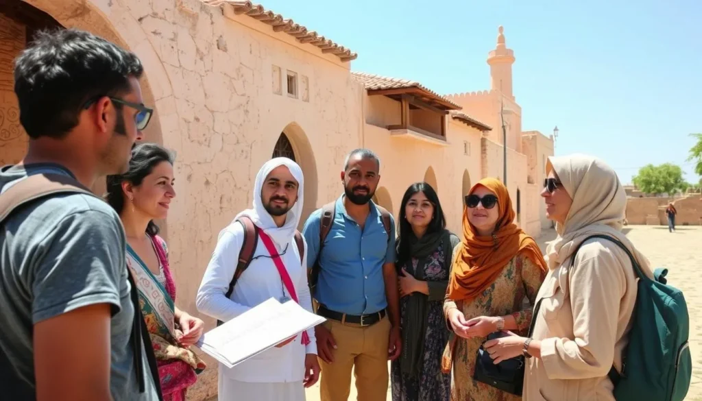 Tourists exploring Kasserine with local guide