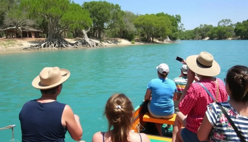 Tourists taking a boat ride on Lago de Camecuaro's crystal clear waters