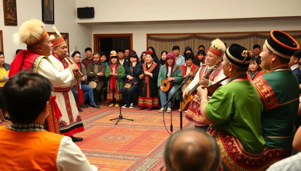 Traditional Altai cultural performance with throat singing and traditional instruments Traditional Altai cultural performance with throat singing and traditional instruments