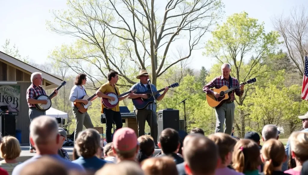Traditional Appalachian music performance at a local festival near Chilhowee Lake