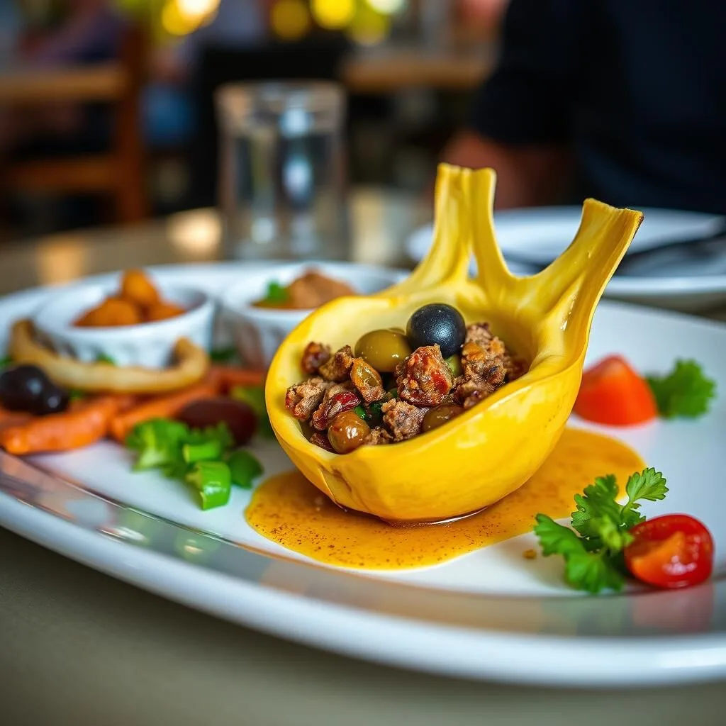 Traditional Aruban dish of Keshi Yena served at a local restaurant near Malmok