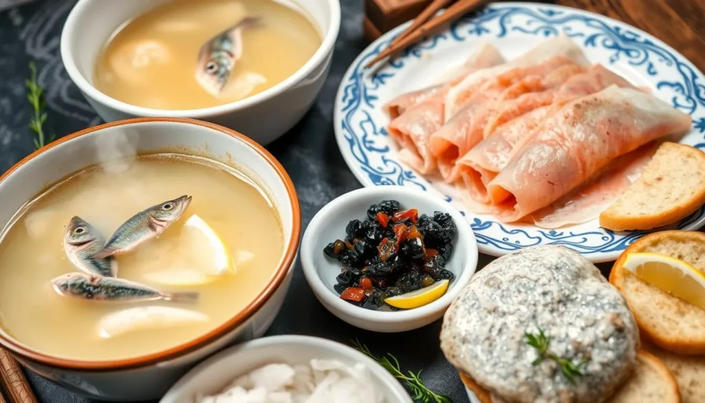 Traditional Astrakhan fish dishes including Ukha soup and balyks