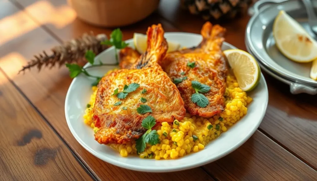 Traditional Bajan flying fish and cou-cou dish, a must-try during the best time to visit Barbados