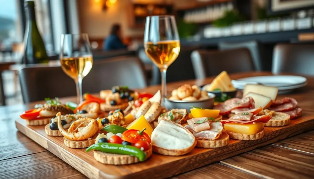 Traditional Basque cuisine with pintxos and local dishes in a Biarritz restaurant