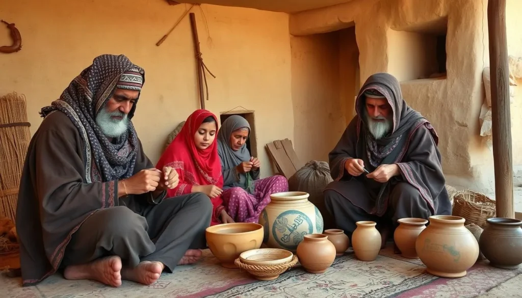 Traditional Berber cultural demonstration with local artisans near Sanghr Jabbess National Park