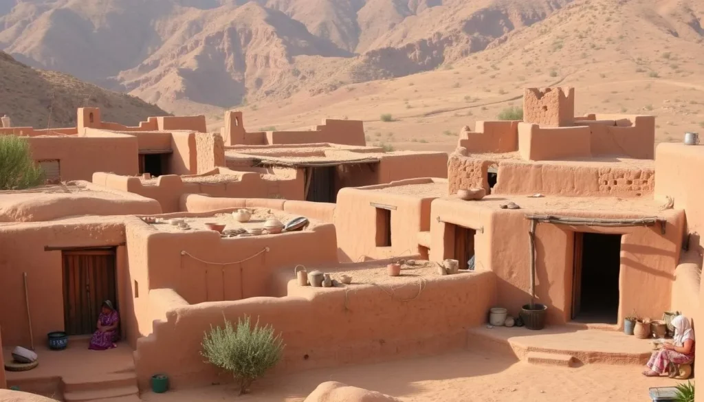Traditional Berber village near Souss-Massa National Park with local artisans