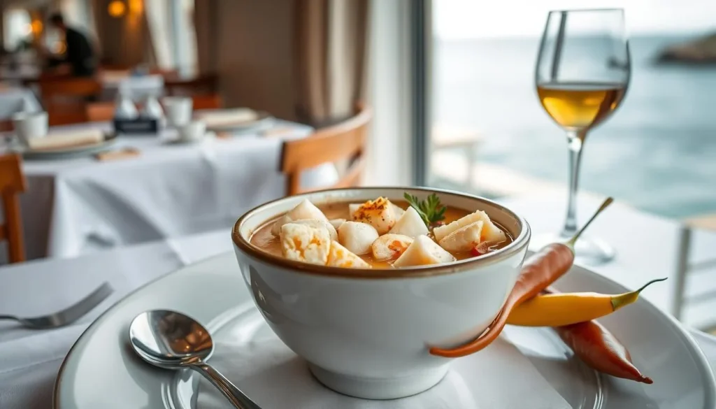 Traditional Bermudian fish chowder with rum and sherry peppers