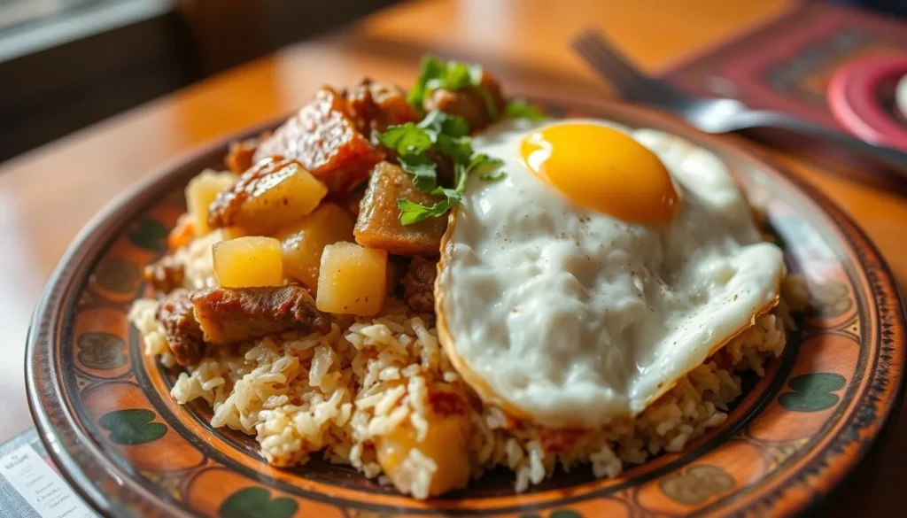 Traditional Bolivian silpancho dish served in a Cochabamba restaurant