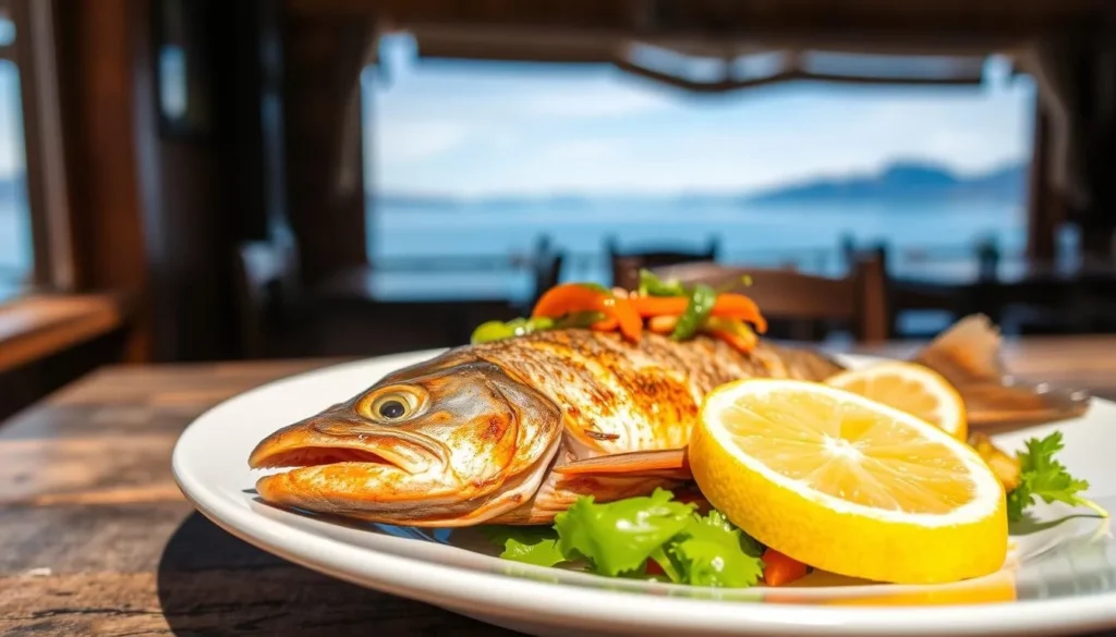 Traditional Bolivian trout dish served at a restaurant on Isla del Sol