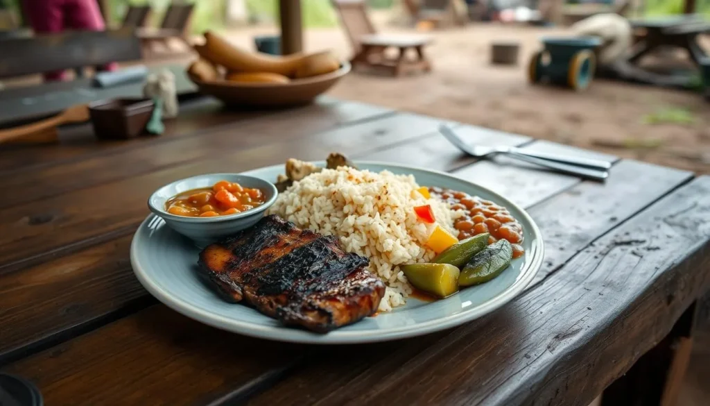 Traditional Colombian meal served during the Ciudad Perdida trek