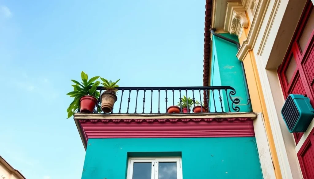 Traditional Cuban casa particular with colorful colonial architecture and balcony in Old Havana
