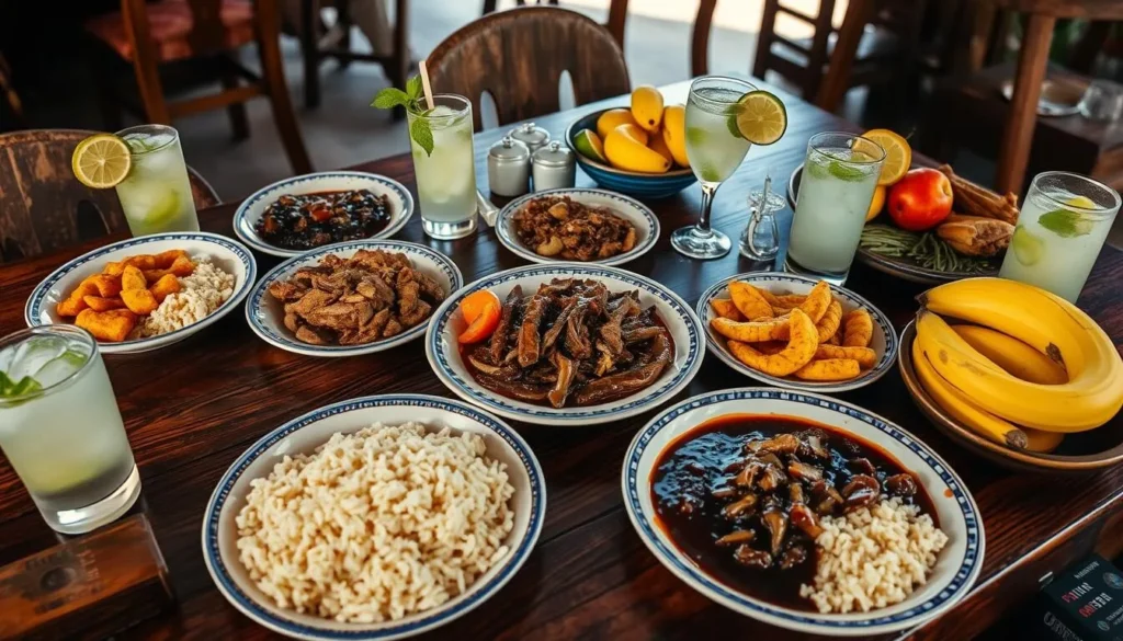 Traditional Cuban food served at a restaurant in Moron, Cuba