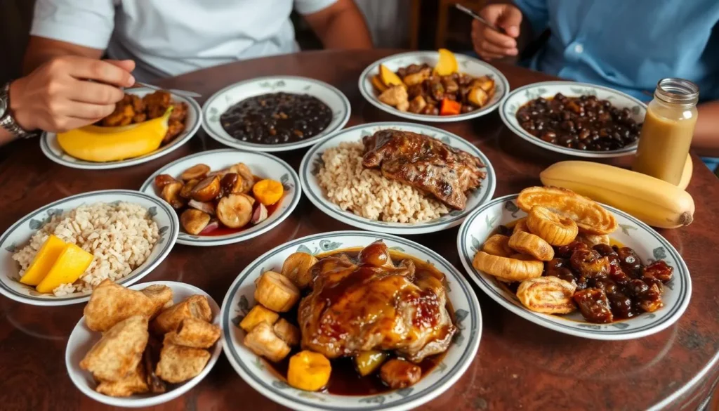 Traditional Cuban meal being served at a local paladar in Manicaragua