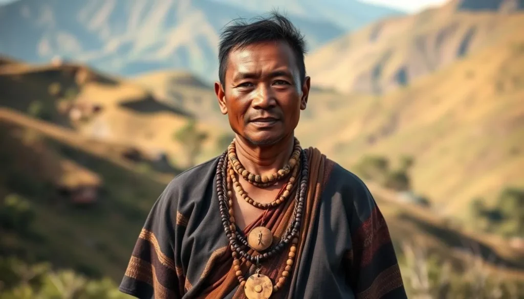 Traditional Dani tribe member in cultural attire near Baliem Valley