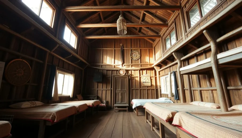 Traditional Dayak longhouse accommodation in Sadap village near Betung Kerihun National Park