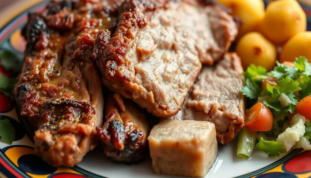 Traditional Ecuadorian hornado (roast pork) dish, one of the best things to try in Riobamba Ecuador