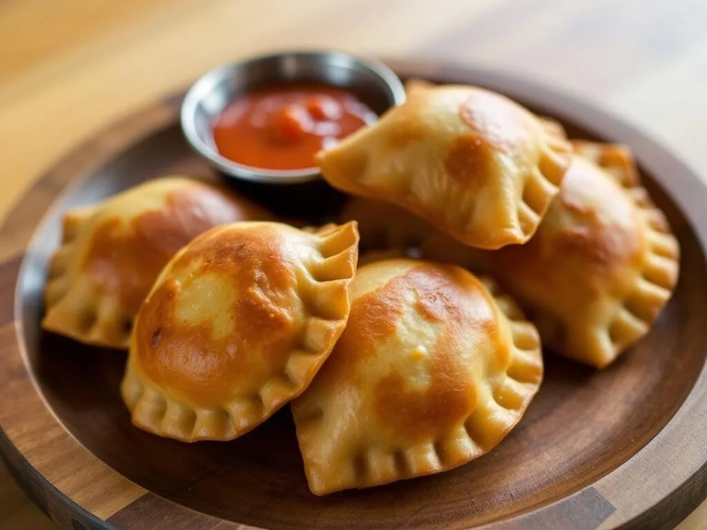 Traditional Empanadas de Pipian from Popayan Colombia on a wooden plate