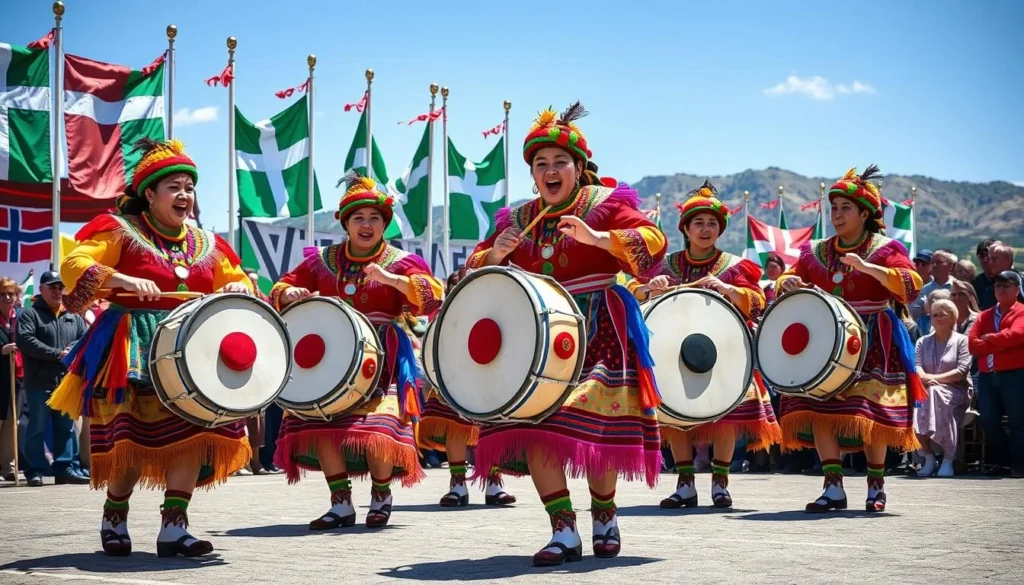 Traditional Greenlandic drum dance performance during National Day celebrations