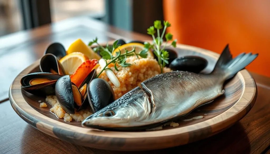 Traditional Greenlandic seafood dish served in a restaurant in Sisimiut