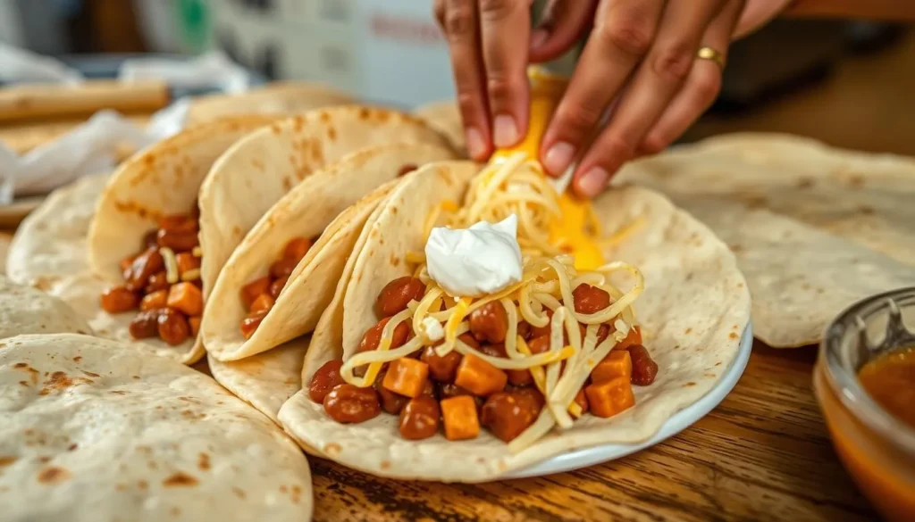 Traditional Honduran baleadas being prepared at a local restaurant