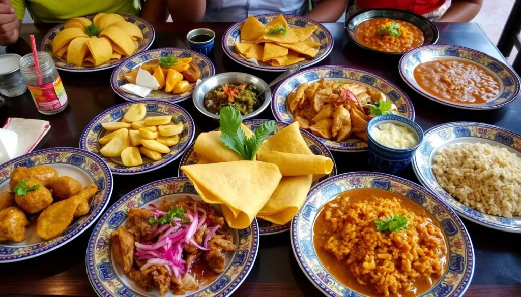 Traditional Honduran food served at a local restaurant in La Lima