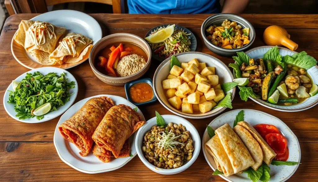 Traditional Honduran food served in a local restaurant in Villanueva Traditional Honduran food served in a local restaurant in Villanueva