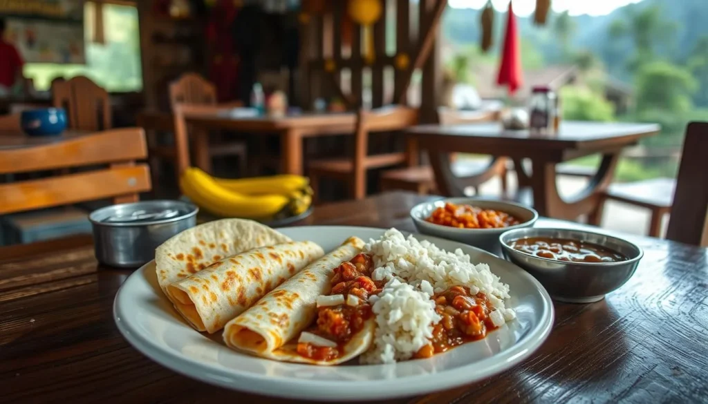 Traditional Honduran meal being served at a local comedor in Cusuco