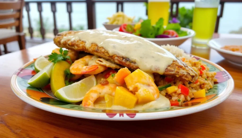 Traditional Honduran seafood dish served at a restaurant in Trujillo near Capiro Calentura National Park Traditional Honduran seafood dish served at a restaurant in Trujillo near Capiro Calentura National Park