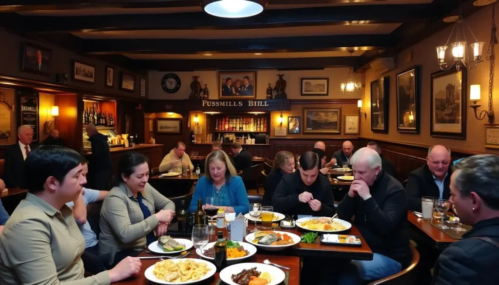 Traditional Irish pub near Giant's Causeway serving local seafood and Bushmills whiskey