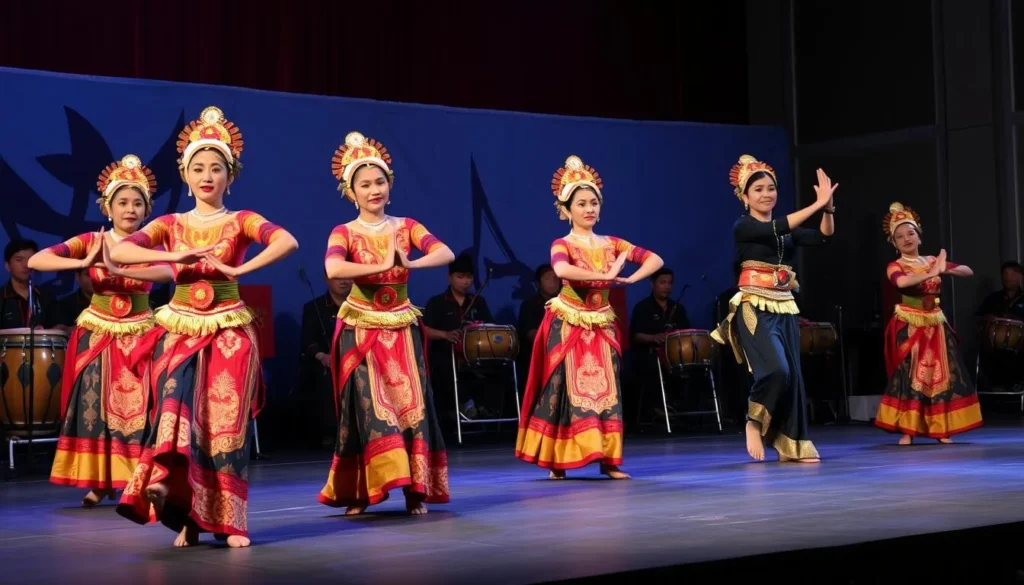 Traditional Javanese dance performance at the Surabaya Cross Culture Festival with gamelan orchestra