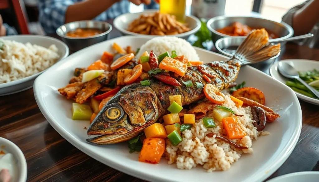 Traditional Kendari seafood dish with colorful spices and side dishes - Kendari, Indonesia: Best Things to Do
