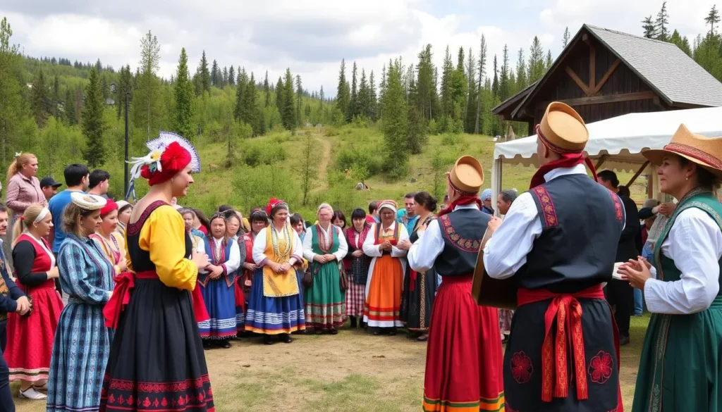 Traditional Komi cultural festival with folk costumes and performances