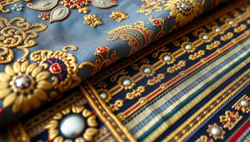 Traditional Lampung tapis cloth with intricate gold thread embroidery and patterns