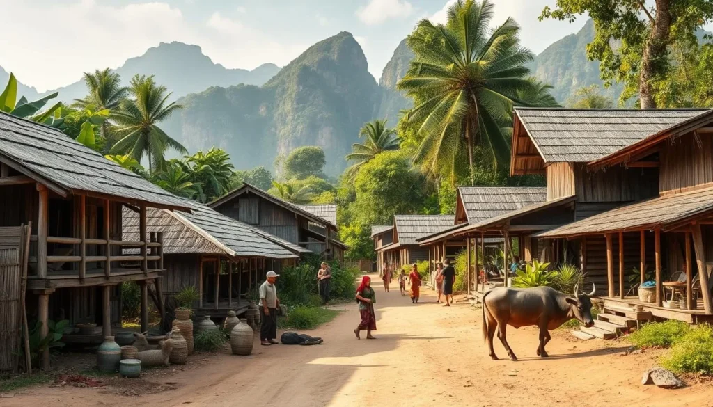 Traditional Lao village near Phou Hin Poun National Protected Area