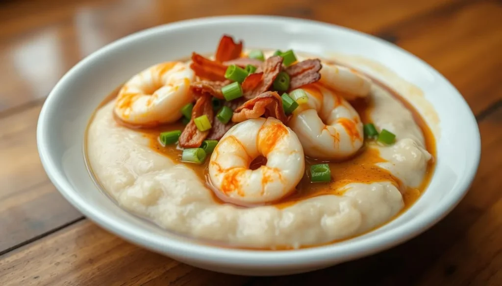 Traditional Lowcountry shrimp and grits dish from a Hanahan restaurant