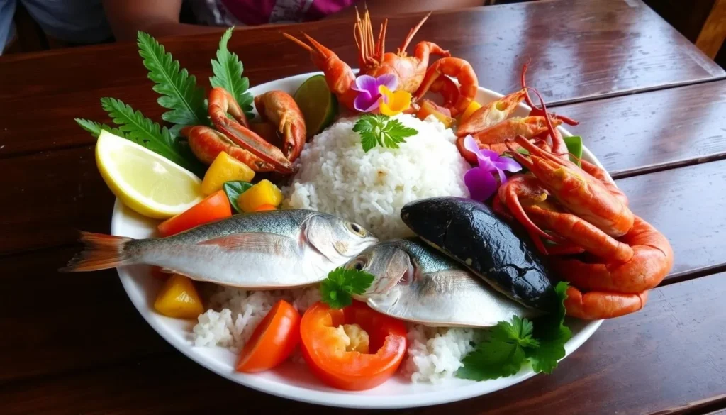 Traditional Malagasy seafood dish served near Baie de Baly