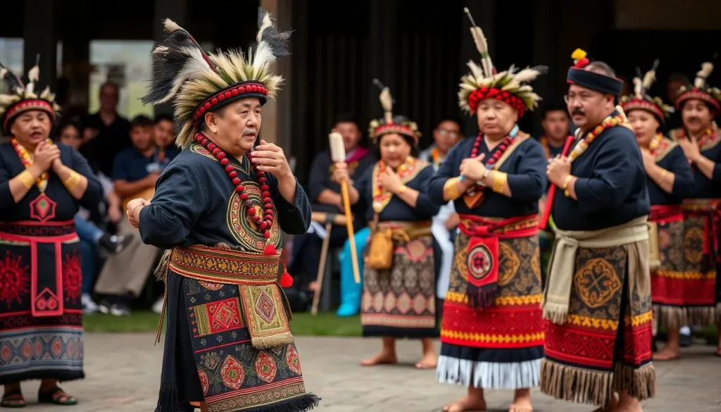Traditional Māori cultural performance in Hawke's Bay with performers in traditional dress
