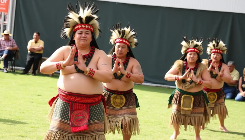 Traditional Māori cultural performance in Napier with performers in traditional dress Traditional Māori cultural performance in Napier with performers in traditional dress