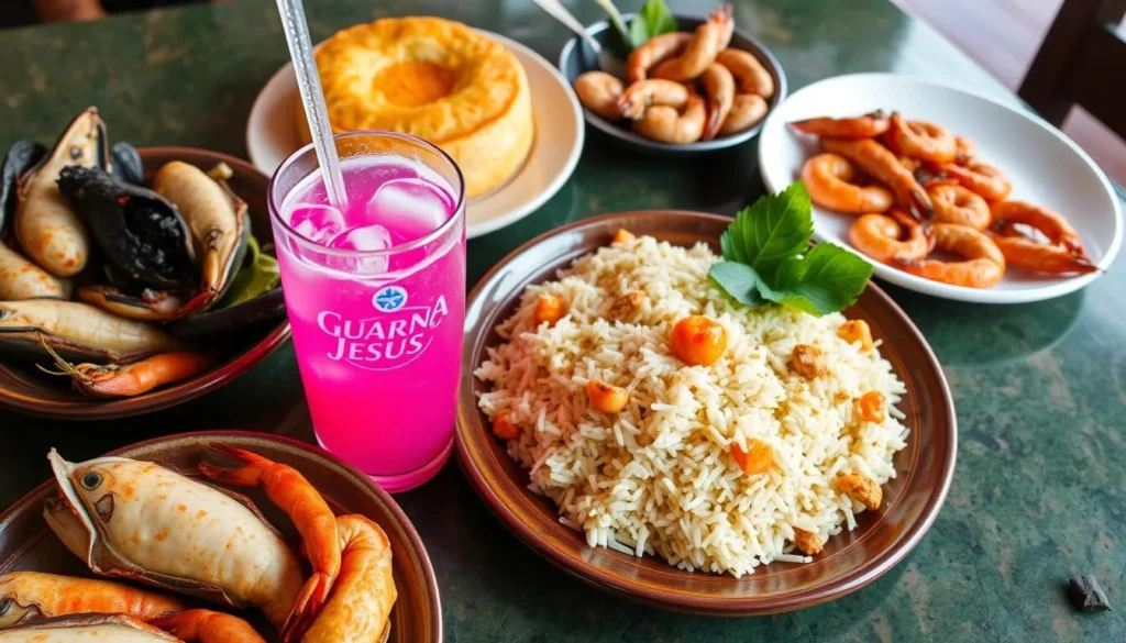 Traditional Maranhão cuisine featuring Arroz de Cuxá and seafood dishes in Sao Luis Brazil