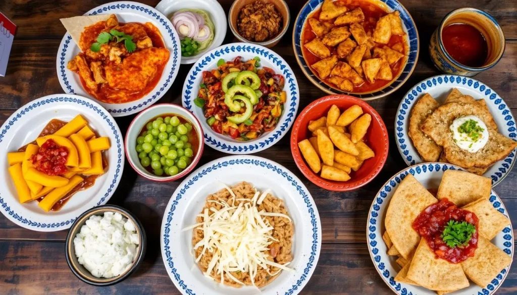 Traditional Mexican cuisine from Querétaro region with colorful dishes Traditional Mexican cuisine from Querétaro region with colorful dishes
