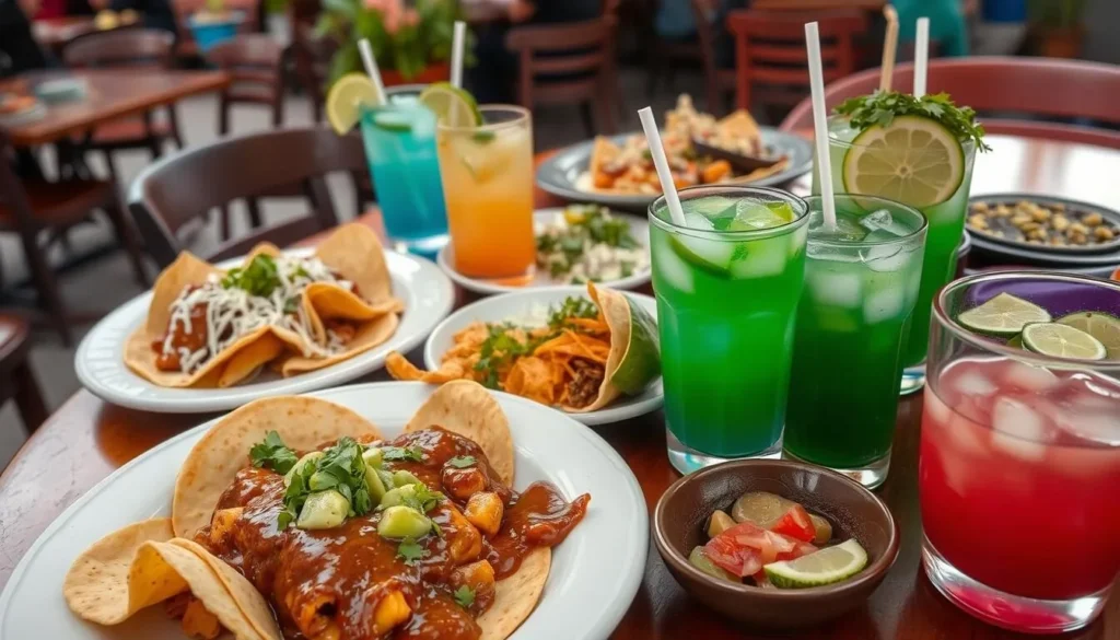 Traditional Mexican food being served at a restaurant in Coyoacan