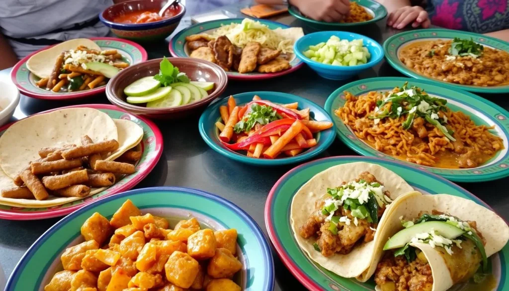 Traditional Mexican food from the Toluca region including chorizo verde and tacos
