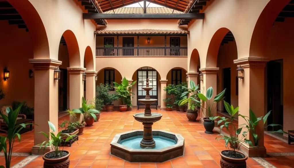 Traditional Mexican hacienda-style hotel in Tepic with colonial architecture and courtyard