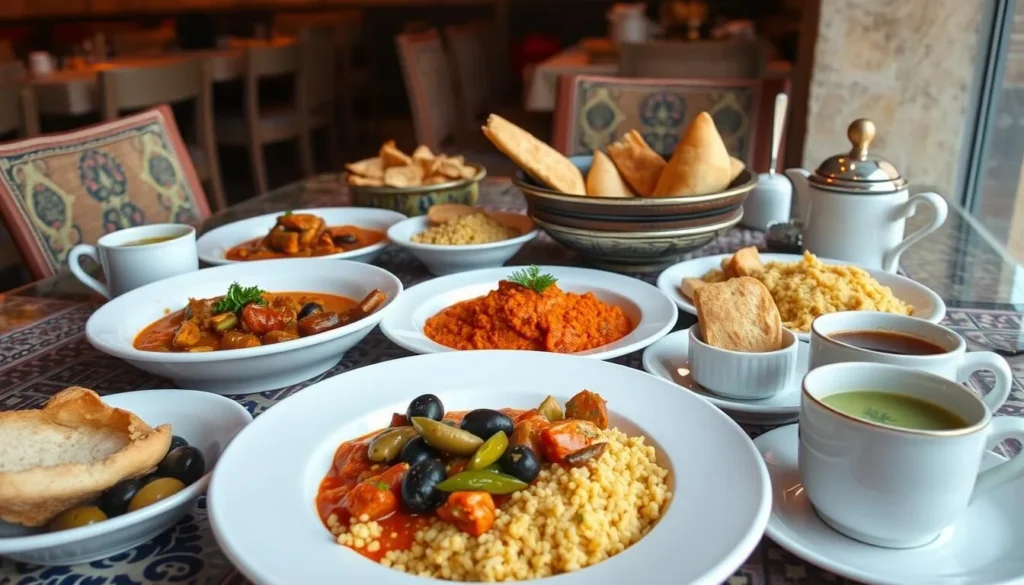 Traditional Moroccan dishes served in Sefrou restaurant