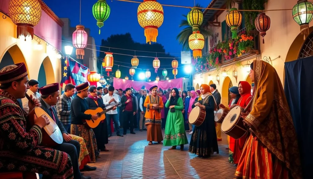 Traditional Moroccan music performance during a local festival in Berrechid