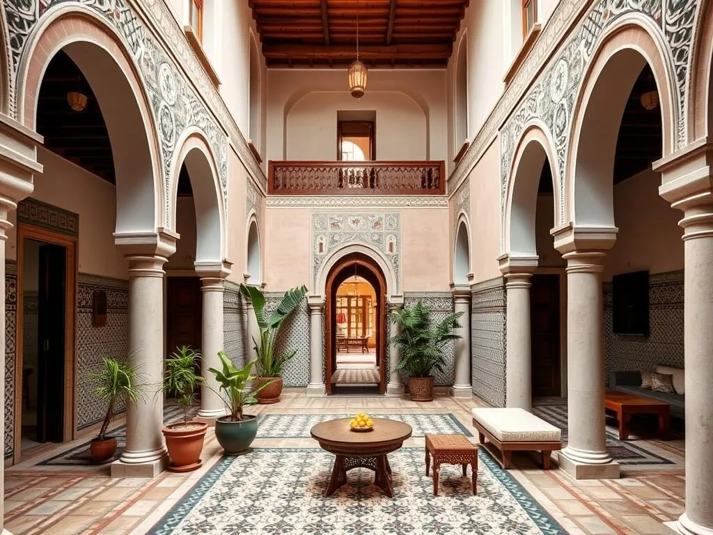 Traditional Moroccan riad courtyard in Settat