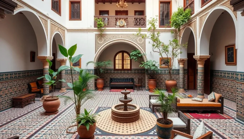 Traditional Moroccan riad in Settat with courtyard and fountain