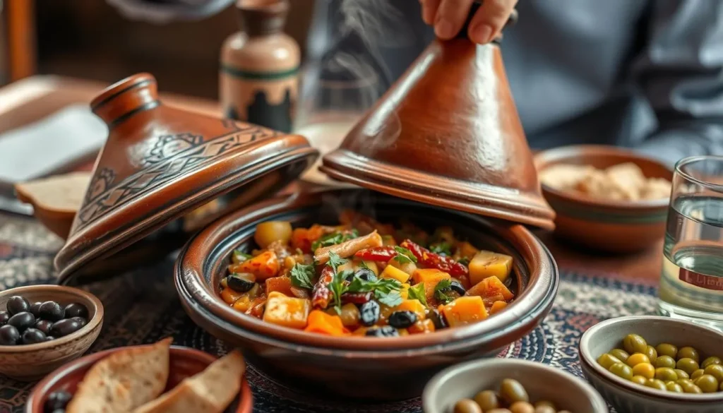 Traditional Moroccan tagine with local olive oil and fresh ingredients from Ouazzane Traditional Moroccan tagine with local olive oil and fresh ingredients from Ouazzane