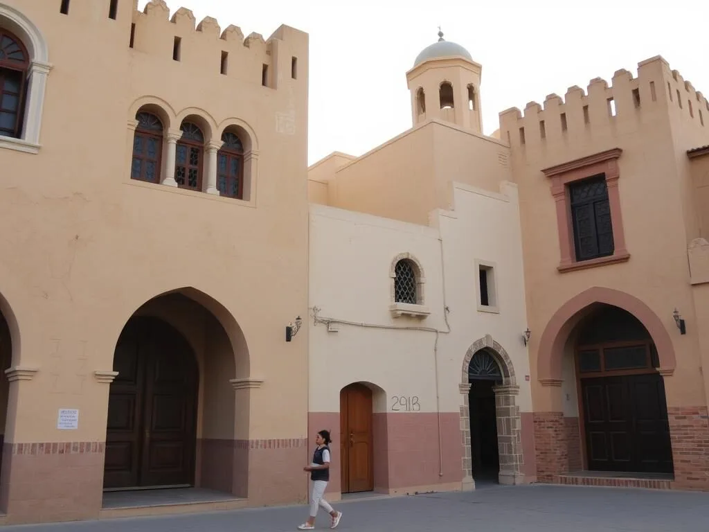 Traditional Omani architecture in Al-Khaburah showing historic buildings with characteristic design elements Traditional Omani architecture in Al-Khaburah showing historic buildings with characteristic design elements